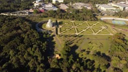 Lago e estufa do Jardim Botanico, em Curitiba PR