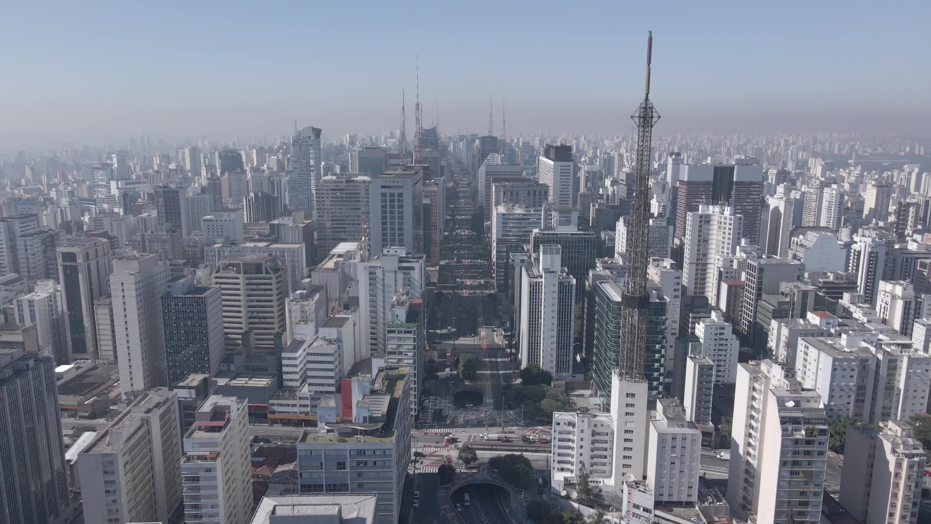 Avenida Paulista entre arranha-céus imponentes