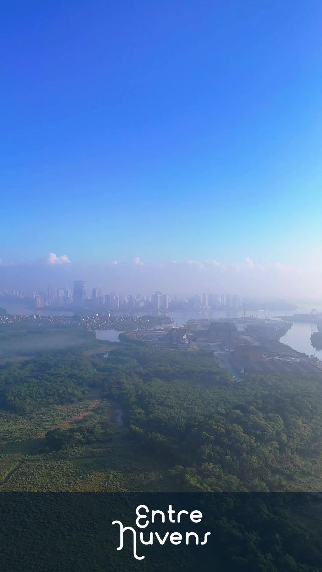 Amanhecer nublado  — vídeo aéreo de Santos