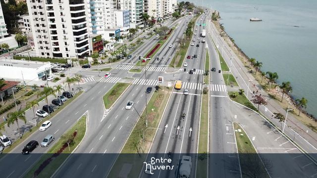 Avenida, carros, trânsito, Beira Mar, Florianópolis, cidade, movimento