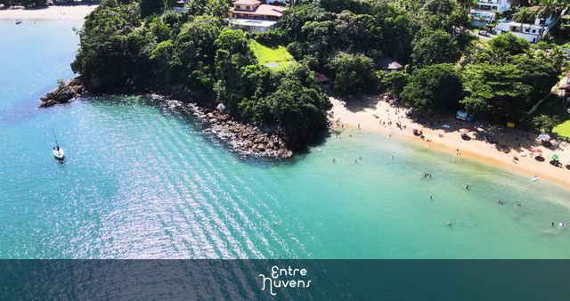 BR-SANTA RITA - UBATUBA - Tropical paradise aerial landscape of Santa Rita beach, Ubatuba coastline.