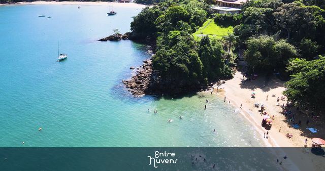 BR-SANTA RITA - UBATUBA - Tropical paradise aerial landscape of Santa Rita beach, Ubatuba coastline.