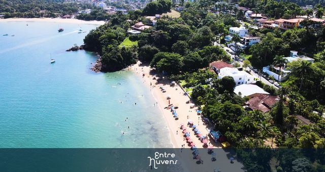 BR-SANTA RITA - UBATUBA - Tropical paradise aerial landscape of Santa Rita beach, Ubatuba coastline.