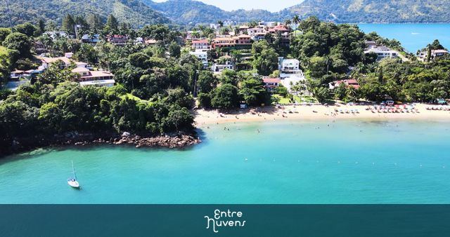 BR-SANTA RITA - UBATUBA - Tropical paradise aerial landscape of Santa Rita beach, Ubatuba coastline.