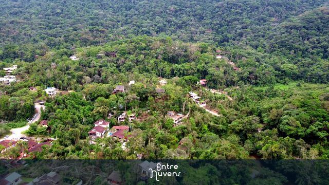 Casas no início da mata atlântica após temporal em 4k