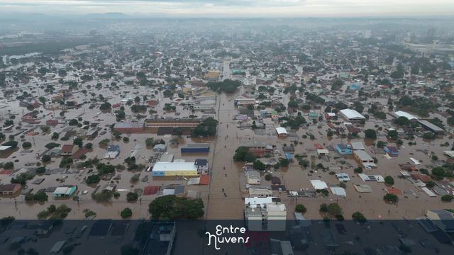enchente vista aérea Canoas/RS bairro Mathias Velho