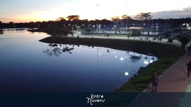 lago, parque, por do sol  — vídeo aéreo de Teresina