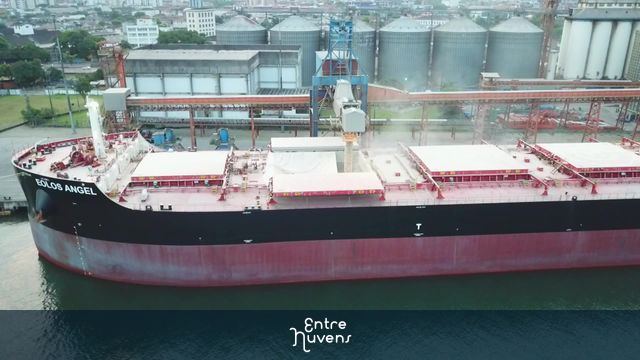 Navio graneleiro carregando