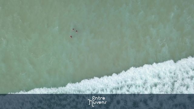 Ondas calmas e pessoas — vídeo aéreo de Angra dos Reis