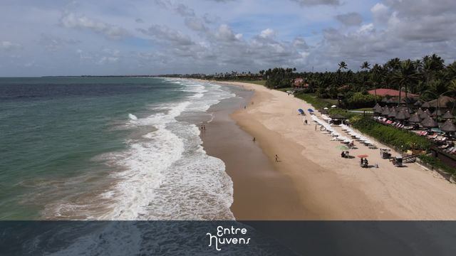 Praia paradisíaca com mar cristalino — vídeo aéreo de Ipojuca