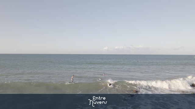 Surfistas aproveitando as ondas no mar
