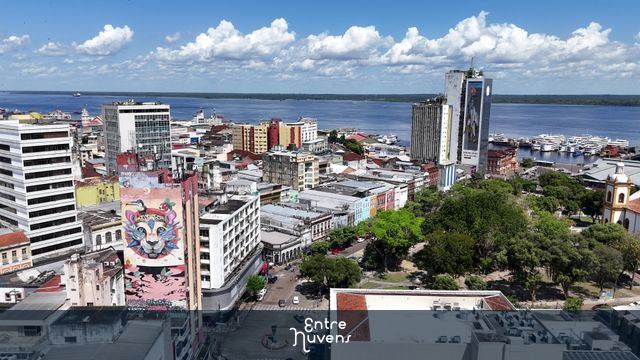 Visão aérea - Centro de Manaus - Cidade e Rio Amazonas
