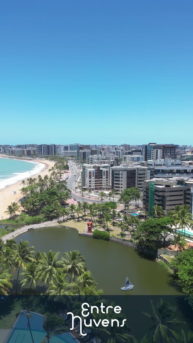 Vista aérea da orla e lagoa urbana tropical — vídeo aéreo de Maceió