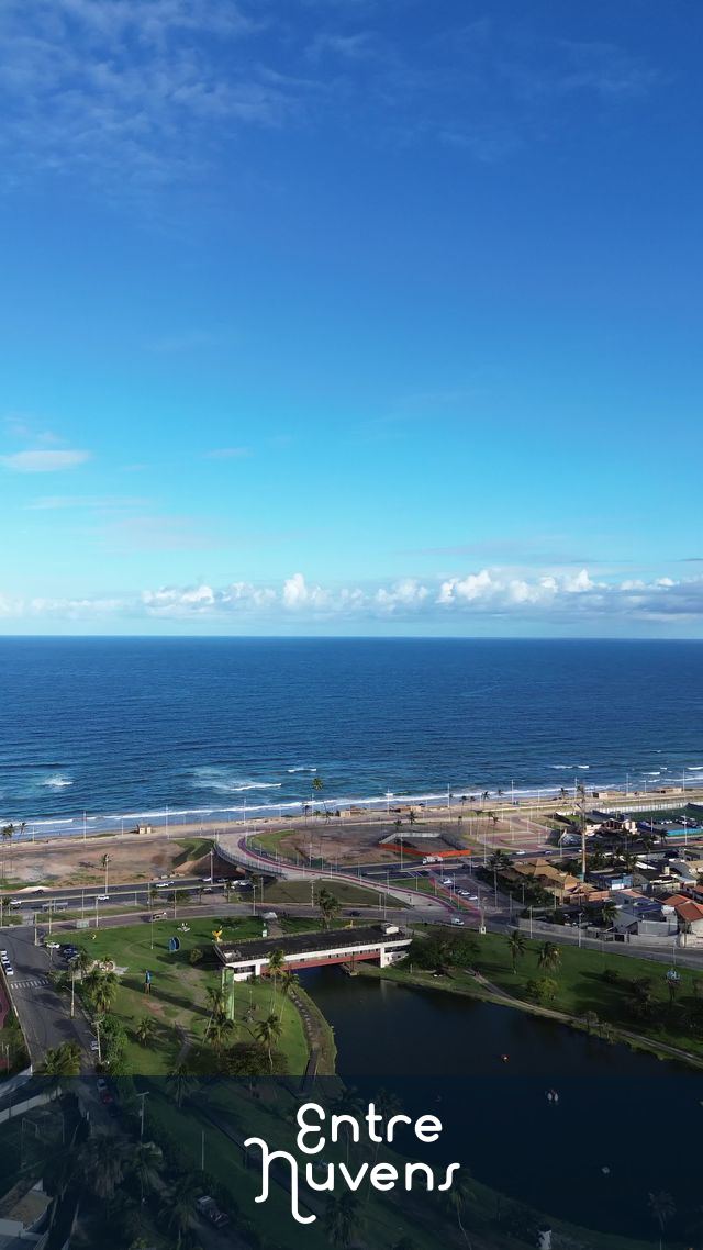 Vista aérea da orla e lagoa urbana — vídeo aéreo de Salvador