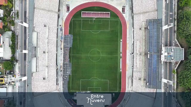 Vista aérea do Campo de Futebol do Estádio do Pacaembu