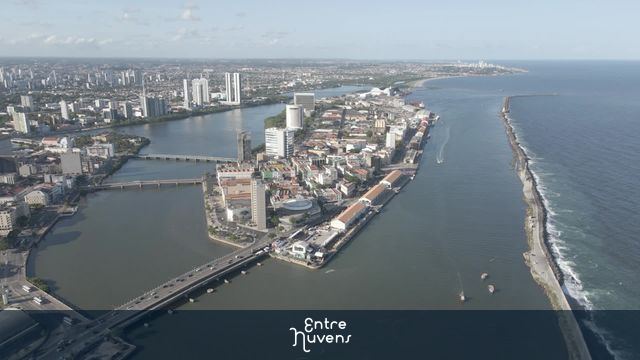 Vista aérea do Recife Antigo e o Marco Zero