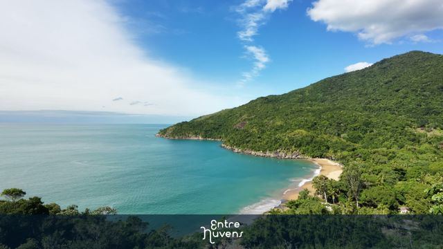 Vista Aérea Paradisíaca de praia no litoral norte de São Paulo — vídeo aéreo de Ilhabela
